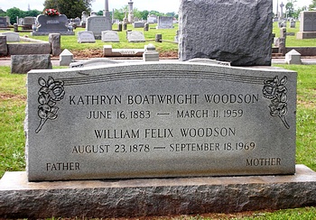 Kathryn Boatwright and William Felix Woodson Gravestone