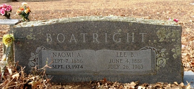 Lee B. and Naomi Ann Williams Boatright Gravestone