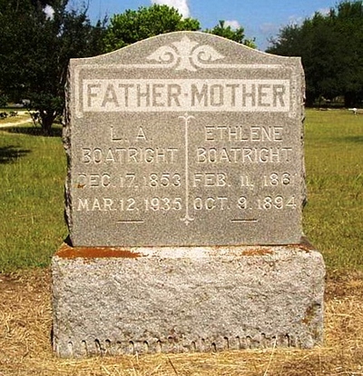 Lenerian A. and Ethlene Boatright Gravestone