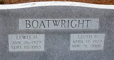 Lewis Harold and Edith Jean Hallman Boatwright Gravestone