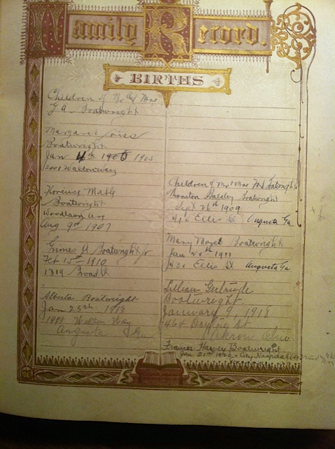 Mack F. Boatwright Bible Pages: