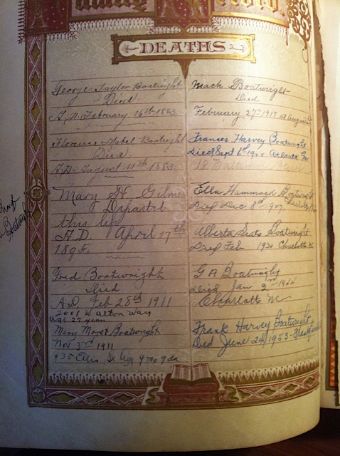 Mack F. Boatwright Bible Pages: