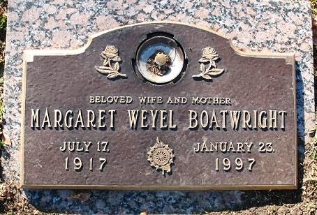 Margaret Elizabeth Weyel Boatwright Gravestone