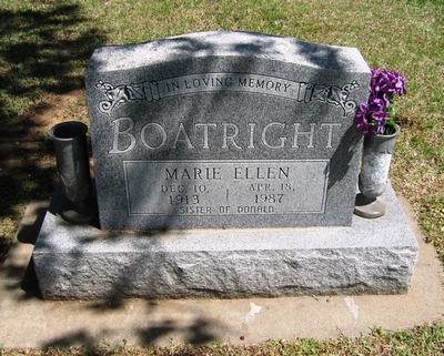 Marie Ellen Boatright Gravestone