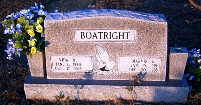 Marvin Edward and Vida Blanche Dill Boatright Gravestone