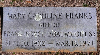 Mary Caroline Franks Boatwright Marker