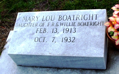 Mary Lou Boatright Gravestone: