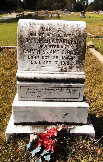 Mary A. Rice Boatwright Gravestone