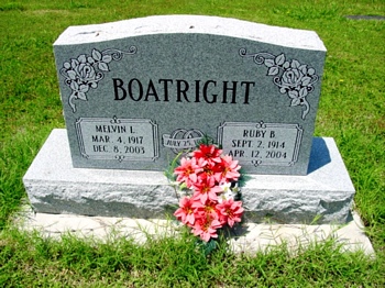 Melvin Lester Boatright and Ruby Beatrice Martin Gravestone