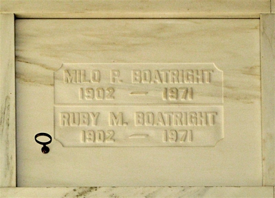 Milo P. and Ruby M. Hamilton Boatright Gravestone