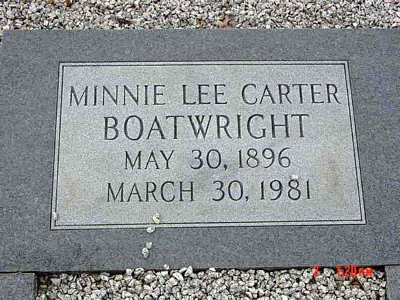Minnie Lee Carter Boatwright Gravestone