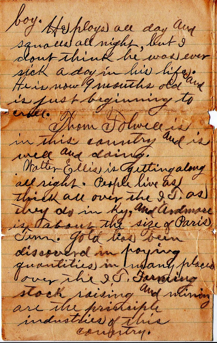 Napolean Jerome Boatwright Letter