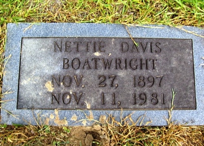 Nettie Antonia Davis Boatwright Gravestone: