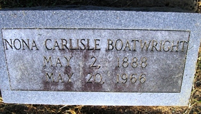 Nona Carlisle Boatwright Gravestone