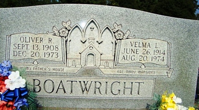 Oliver Ralph and Velma Louise Bryson Boatwright Gravestone