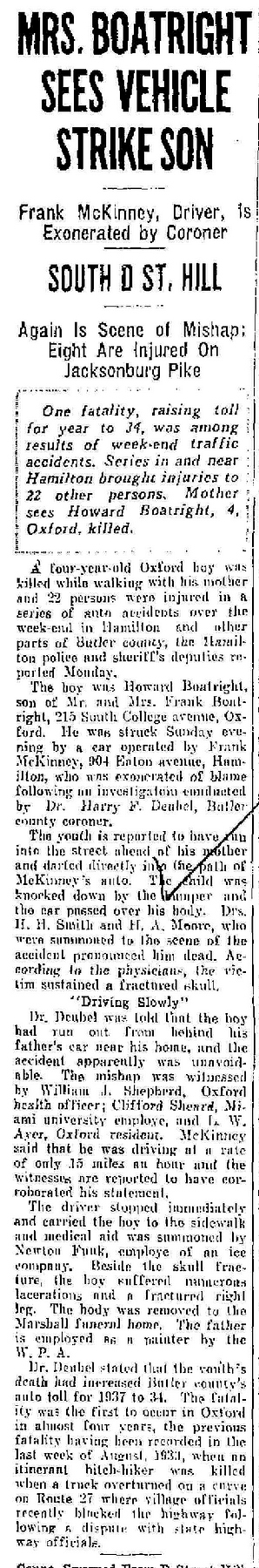 Orval Howard Boatright Newspaper Article: