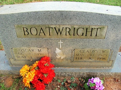 Oscar Miller and Gladys W. Boatwright Gravestone