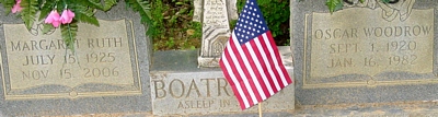 Oscar Woodrow and Margaret Ruth Baker Boatright Gravestone