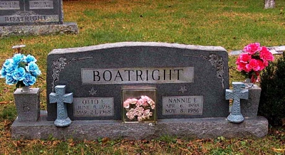 Otto Franklin and Nannie E. Flanary Boatright Gravestone
