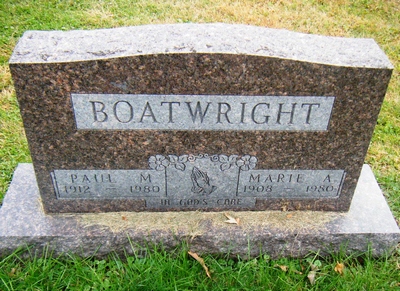 Paul M. and Marie A. Daken Boatwright Gravestone