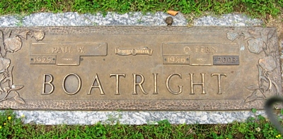 Paul Wise and Olive Fern Snead Boatright Gravestone