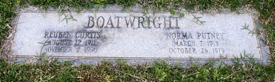 Reuben Curtis and Norma Gertrude Putney Boatwright Gravestone