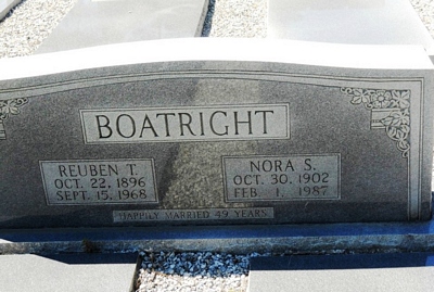 Reuben Thomas and Nora Smith Boatright Gravestone