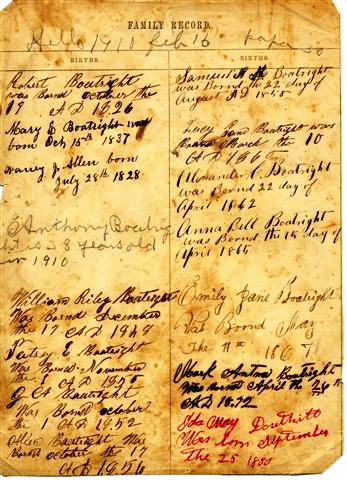 Robert Boatright Bible Pages - Births: