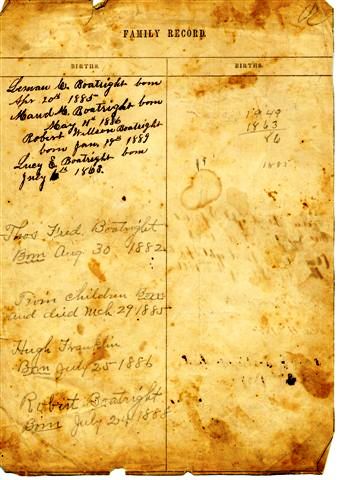 Robert Boatright Bible Pages - Births: