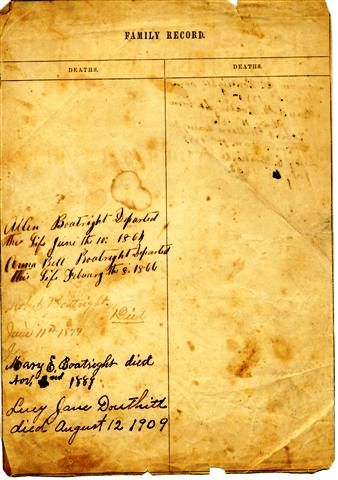 Robert Boatright Bible Pages - Deaths: