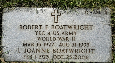 Robert Ellsworth and Lavona Joanne Byrkit Boatwright Gravestone