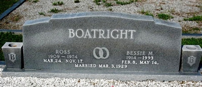Ross and Elizabeth Mae Moore Boatright Gravestone: