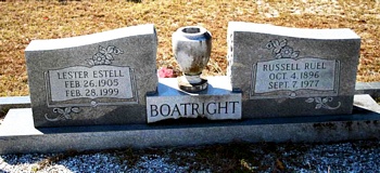 Russell Ruel and Lester Estelle Musgrove Boatright Gravestone