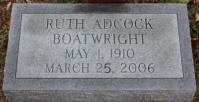 Ruth Elizabeth Adcock Boatwright Gravestone