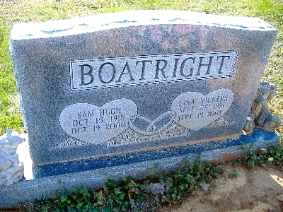 Samuel Hugh and Lina M. Vickers Boatright Gravestone