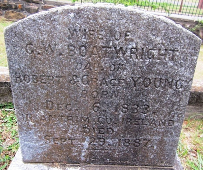 Sarah J. Young Boatwright Gravestone