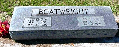 Stevens Walter and Mary Ann Boatwright Marker