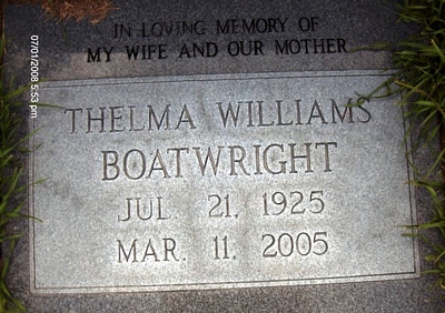 Thelma Jeanette Williams Boatwright Gravestone