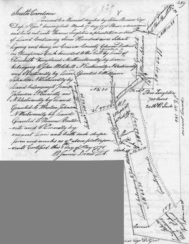 Thomas Boatwright Land Plat 1775: