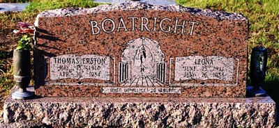 Thomas Erston and Leona May Bishop Boatright Gravestone