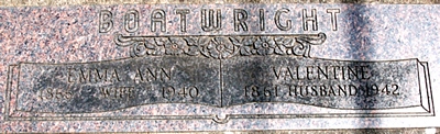Valentine and Emma Ann Herr Boatwright Gravestone