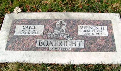 Vernon Hugh and Gayle Whitley Boatright Marker