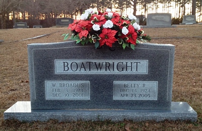 Walter Broadus and Betty Jane Rollings Boatwright Gravestone