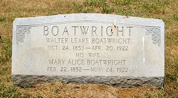 Walter Leake Boatwright and Mary Alice Putney Gravestone
