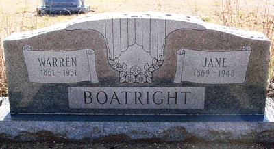 Warren and Rebecca Jane Miller Boatright Gravestone