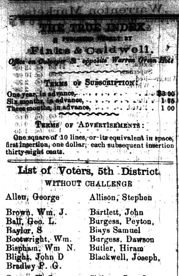 William Bootwright News story - Warrenton True Index - 04 Apr 1868
