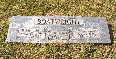 William Daniel and Joanna Savanna Hooper Boatwright Marker
