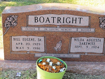 William Eugene and Nelda Augusta Sakewitz Boatright Gravestone