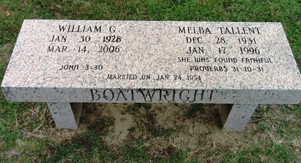William Gilbert and Melba Tallent Boatwright Gravestone