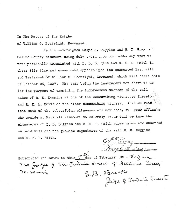 William Greene Boatright Estate: